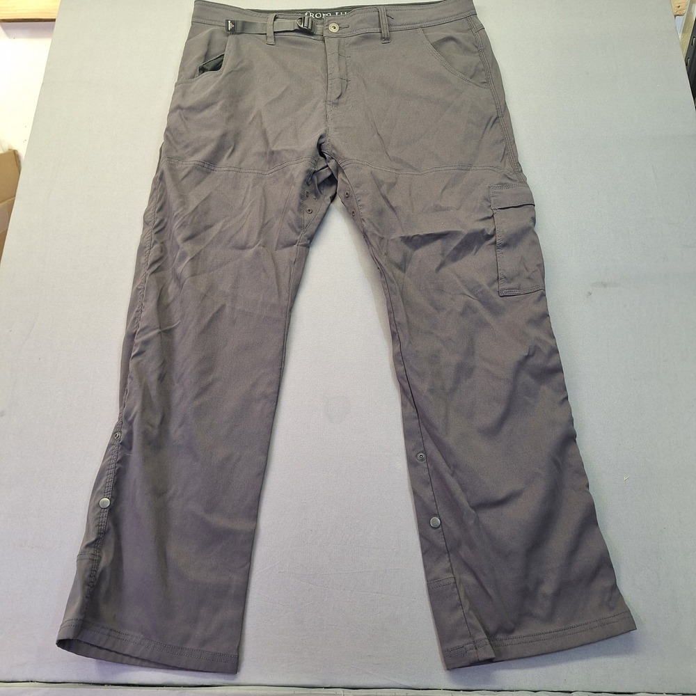 Prana Zion Mens Charcoal Gray Stretch Hiking Cargo Pants 38W x 30L M4ST30116